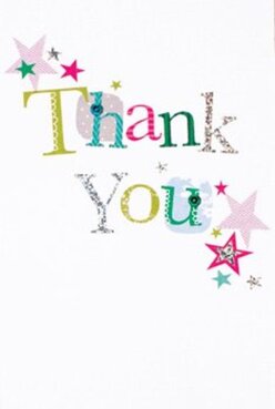 With its jubilant, multi-hued lettering and whimsical touches, this thank you card feels as if it was designed just for the close-knit community of St Luke's. 'Thank You' stretches across the page, each letter dressed in its own vibrant shade-lime green, rosy pink, vivid cerulean-some adorned with soft silver glints or gentle stitched lines, echoing the handcraft seen in local St Luke's shops. The delicate patchwork of colours and patterns evokes both the playful character and subtle sophistication of this area near Whitecross Street, inviting memories of summer fetes and street parties. Stars in magenta, teal, and glimmering gold drift like confetti after a joyous gathering, adding to the card's festive warmth. The background is snow-white and radiant, letting every shimmering colour and fleck of texture stand out as though illuminated by sunlight pouring through Clerkenwell windows. There's an undeniable tactile pleasure in the card's subtle glitter and raised detailing-a reminder of the delight found in finely made, hand-delivered tokens. This card seems destined to accompany a bouquet from a caring St Luke's florist, capturing a message of heartfelt thanks ready to travel down Goswell Road or beyond. Its expressive design, both lively and personal, makes it the perfect extension of local gratitude-a subtle celebration that lingers like the fragrance of fresh flowers in a St Luke's home.